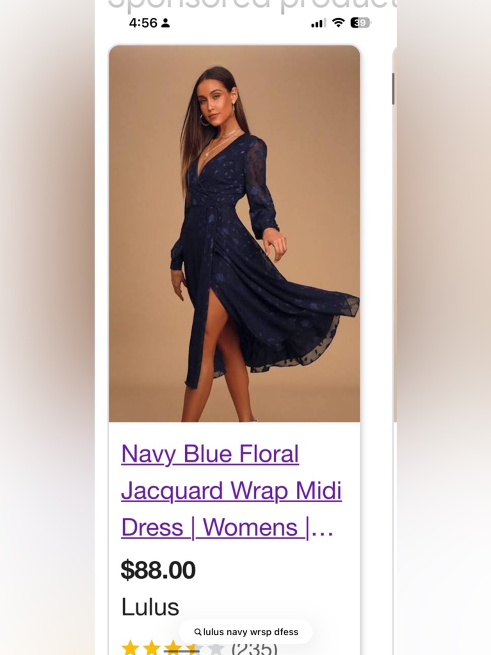 Lulu's Navy Blue Floral Wrap Midi Dress